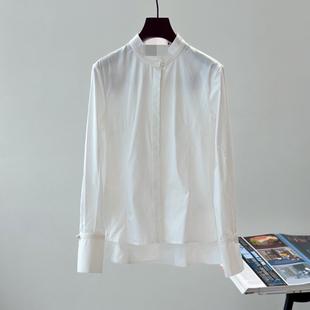2024 Autumn New Chinese Slim White Shirt Women's Design Sense Niche College Style Casual Pure Cotton Shirt Slim