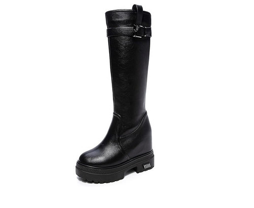 Leather boots for women  autumn and winter new thick-soled Martin boots for women casual women's leather boots inner heightening women's shoes