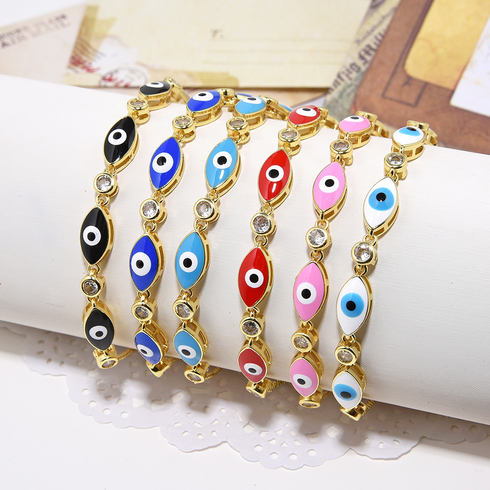 7g Weight Zircon Inlay Material Bracelets Classification 1 Piece Quantity 1 Piece Fashion Eye Copper Inlay Zircon Bracelets