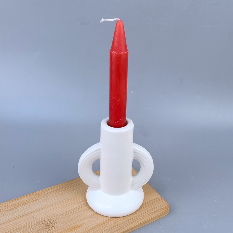 Nordicins cerámica de geometría blanca decoración artesanal decoración de la sala de estar mesa de comedor candelabros decoración suave para el hogar