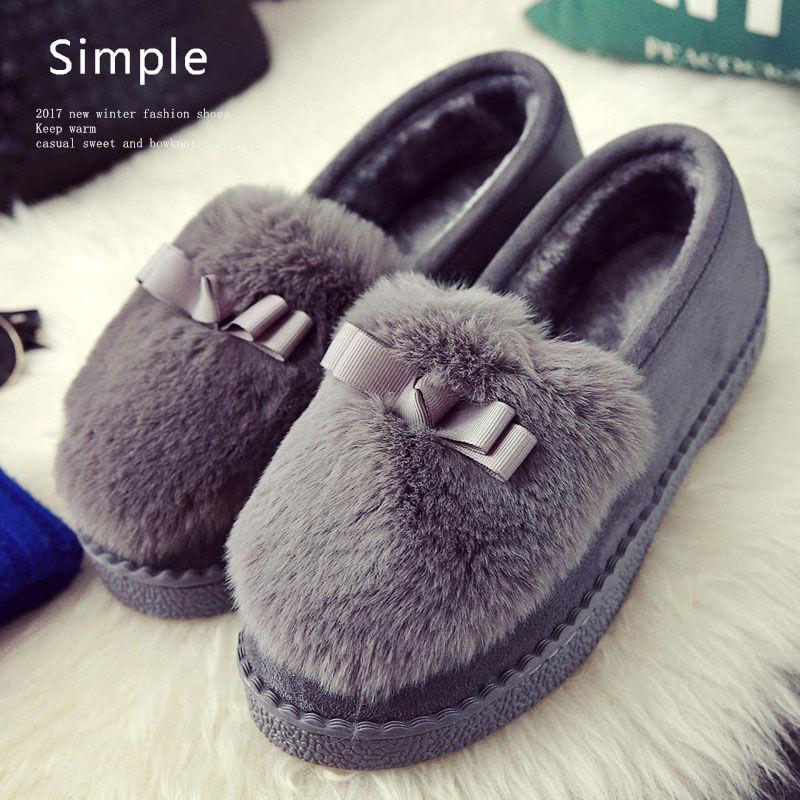 A hair generation autumn and winter woolly shoes plus velvet cotton shoes casual cotton slippers female low help bean shoes a foot pedal month shoes