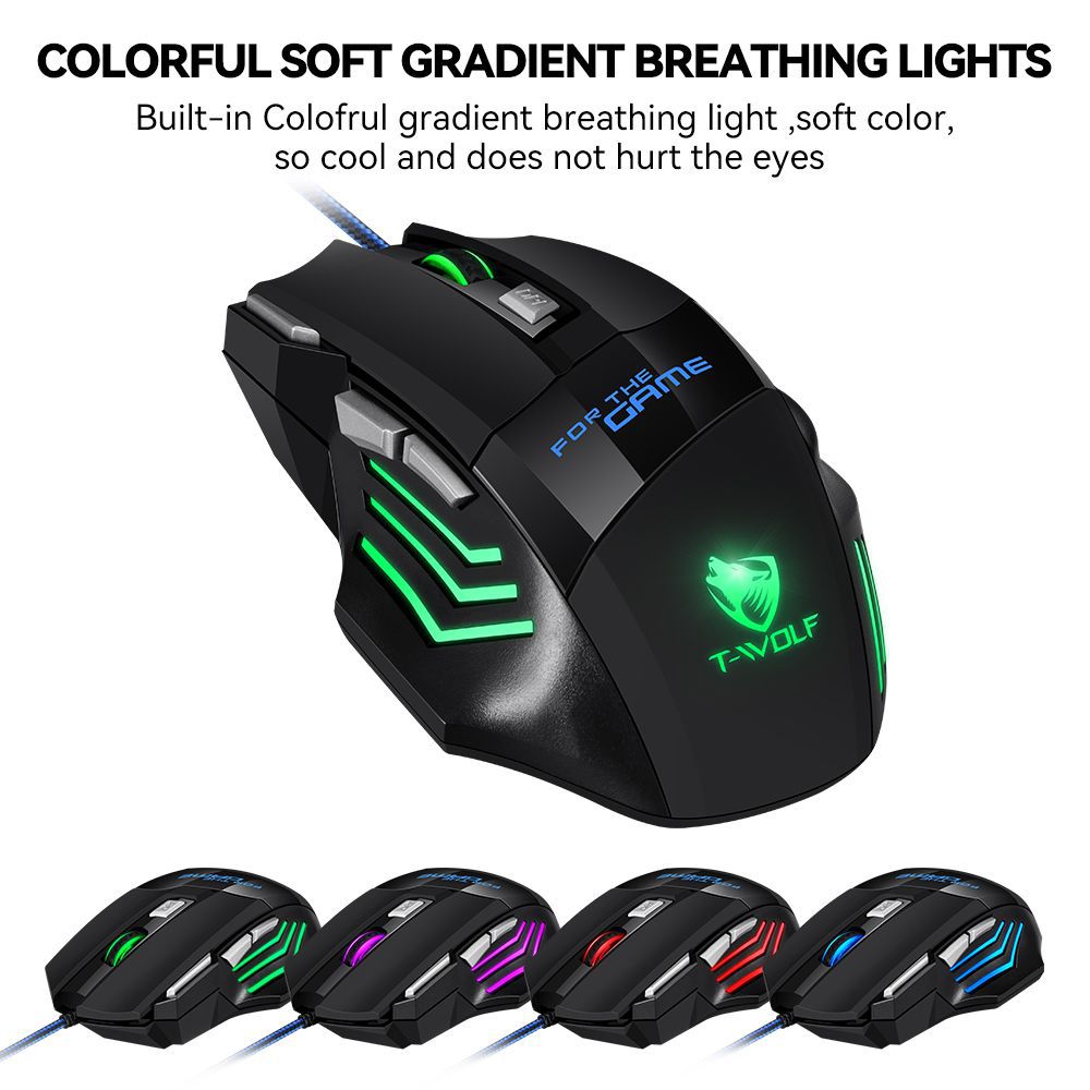 T-Wolf Thunder Wolf M1 Wired Mouse Luminous Gaming Mouse Laptop Universal Gaming Mouse