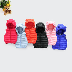New children's ear hooded vest cotton jacket lightweight center unisex children's cotton coat baby outerwear wholesale