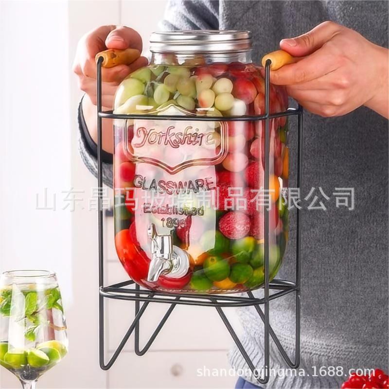 Entrega de 48 horas en nombre de la botella de vino de vidrio para el hogar con grifo, botella de agua fría, barril de bebidas propias, barril de cerveza, contenido de té de frutas