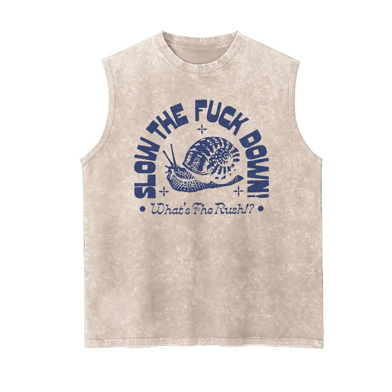 230 European Size Pure Cotton Vintage Men's 90S Retro Slow Life Snail Print Tank Top Casual Relaxed Style 230 European Size Pure Cotton Vintage Men's 90S Retro Slow Life Snail Print Tank Top Casual Relaxed Style