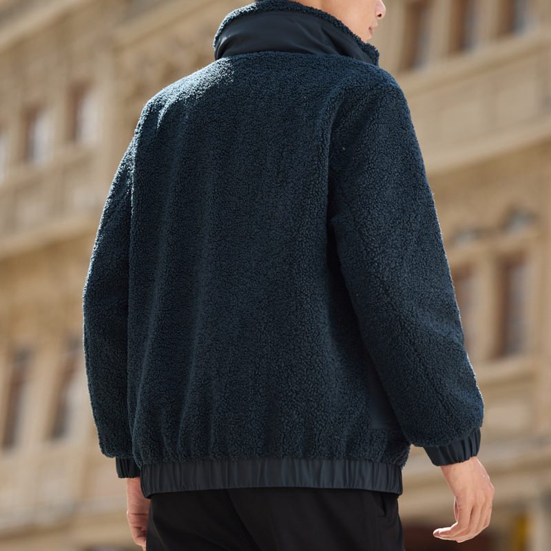 2025 otoño y invierno moda de hombre dos lados chaqueta de cordero chaqueta corta de estilo coreano de cuello grueso herramienta casual chaqueta
