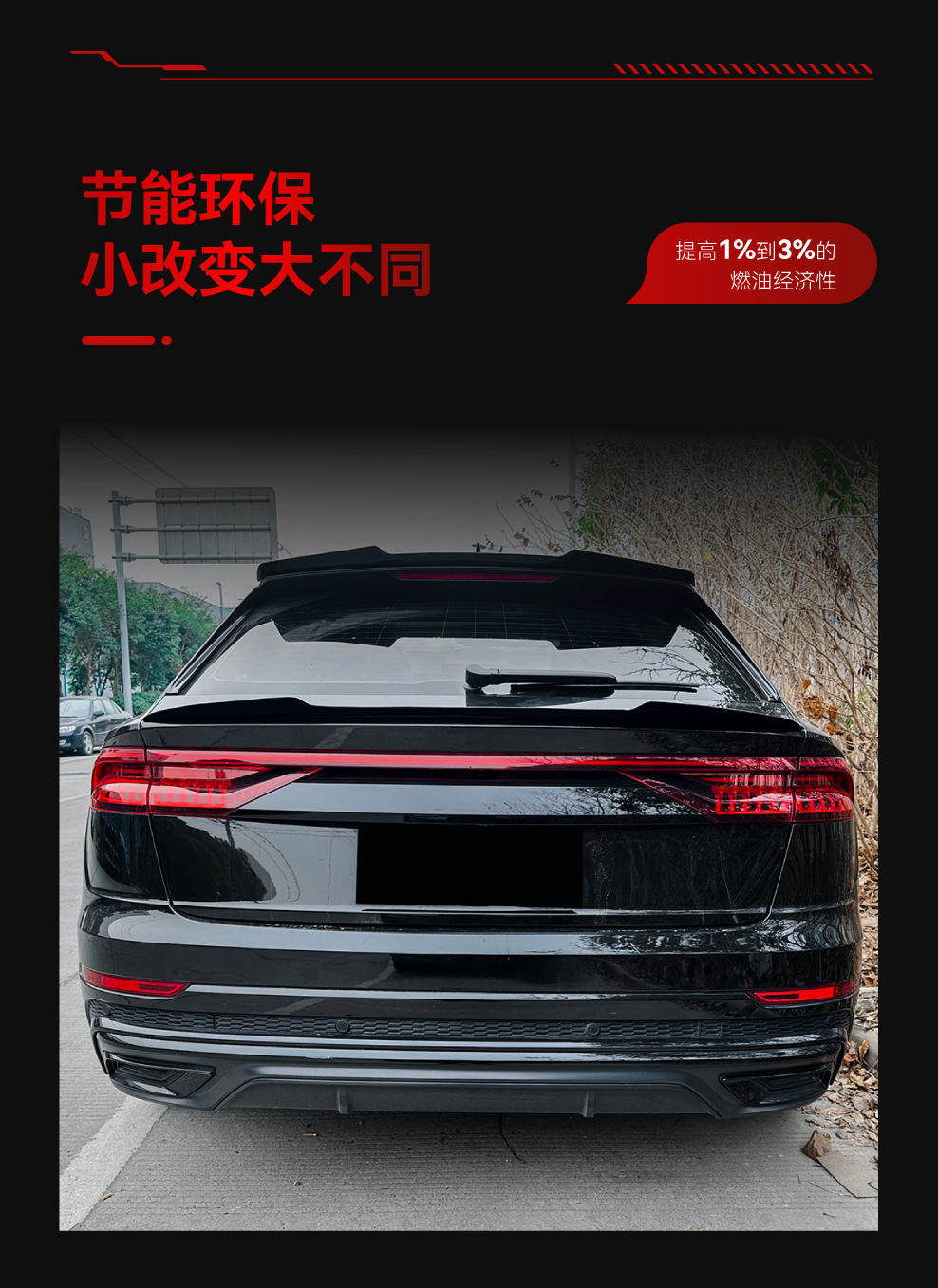Suitable for 2019+ Audi Q8 Sq8 Sline Blade Center Wing Rear Wing Fixed Wind Wing Spoiler Cross-Border Modification