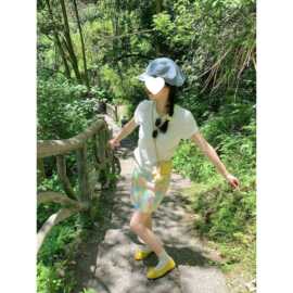 时尚夏日海边度假风油画印花A字半身裙女活力感低腰绝美包臀裙潮