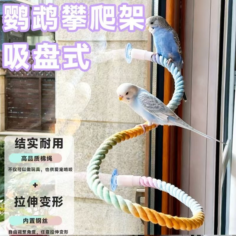 蛇攀爬玩具爬宠鹦鹉吸盘式攀爬绳牡丹虎皮玄凤玩具鸟用秋千站架
