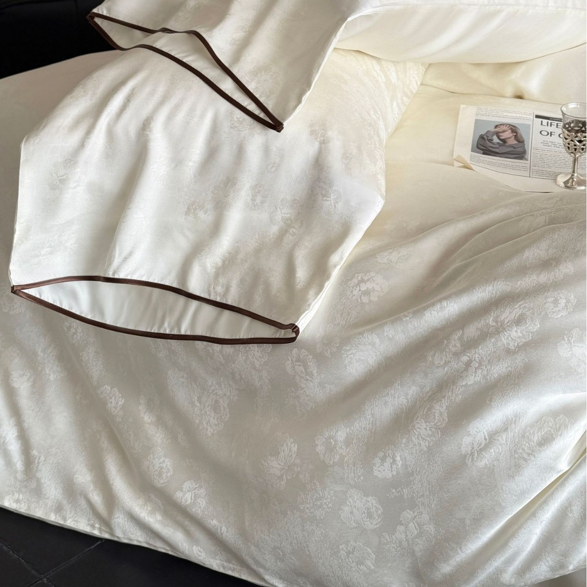 Conjunto de capa de edredão jacquard em seda gelo tencel_voghion.com