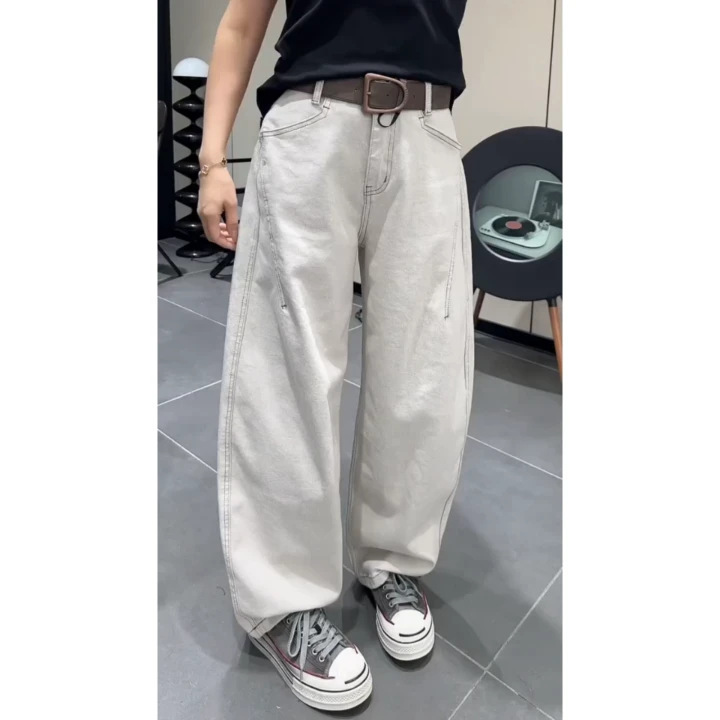 Aimeerosa/Ai Luosa Plus-Size Women's Jeans, New Slim-Fit Wide-Leg Floor-Length Pants for Women This Year