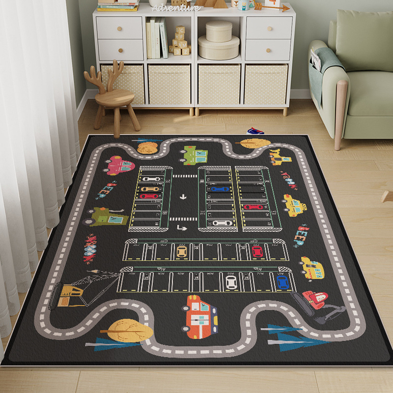 Car Parking Lot Floor Mat Kidsren's Room Reading Area Bedroom Crawling Mat Living Room Early Education Game Entertainment Area Carpet