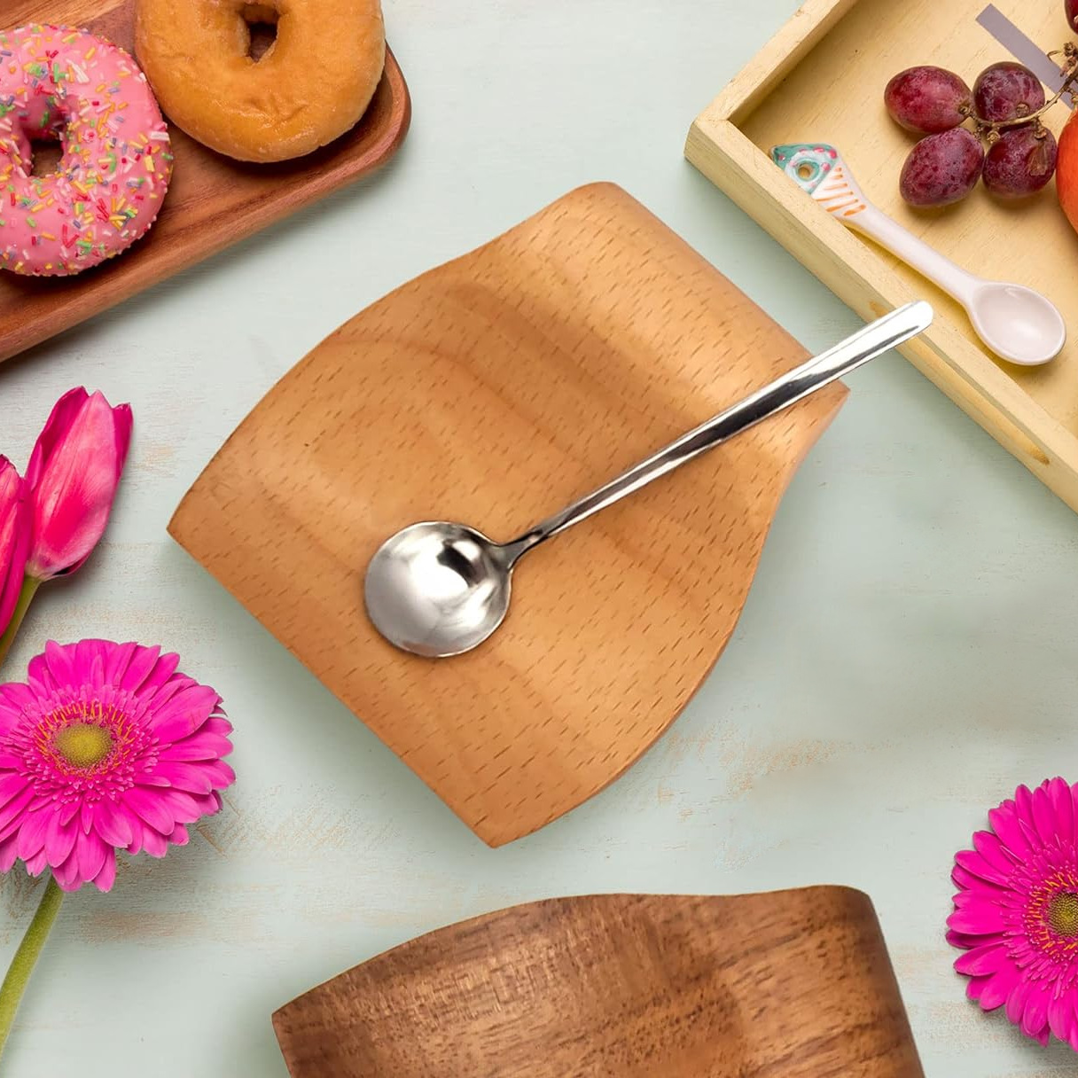 Titular de la cuchara de madera maciza creativa cocina gadget moderno minimalista soporte de aislamiento de madera maciza titular de almacenamiento de vajilla