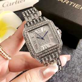 1688首饰工厂硬货全镶钻方形手表跨境电商拿货热抢畅销款女士手表