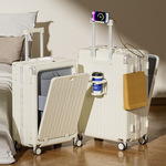 前置开口行李箱女20寸登机多功能新款密码箱铝框旅行箱耐用拉杆箱