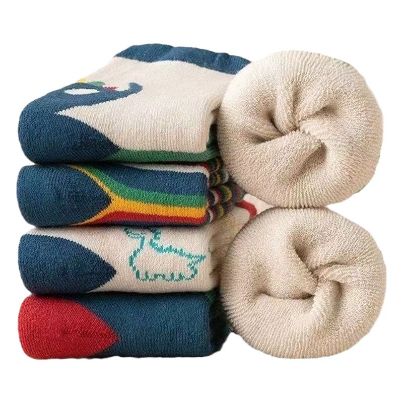 [Взрывы] Утолщенные детские носки осенне-зимние Студенческие Носки для мальчиков с длинной трубкой, Детские теплые махровые носки на флисовой подкладке для мальчиков