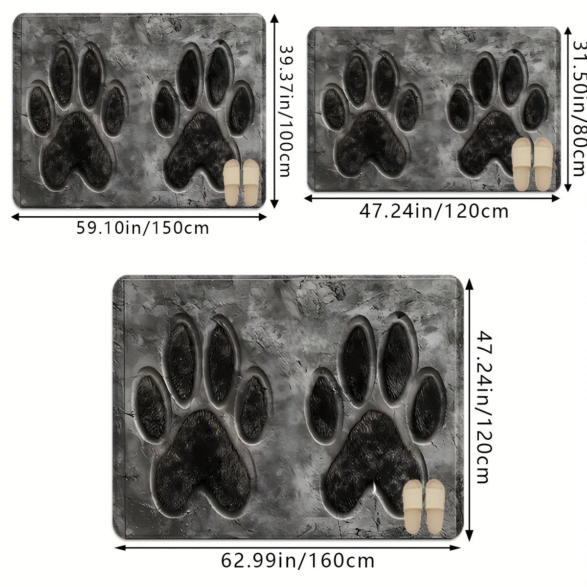 Flannel Shein Dog Paw Floor Mat Bathroom Floor Mat Entrance Door Mat Bathroom Absorbent Foot Mat Dropshipping