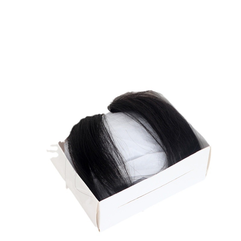 Tejido a mano de longitud media flequillo de ocho caracteres Peluca de pelo real cara lateral flequillo parche peluca invisible flequillo falso francés