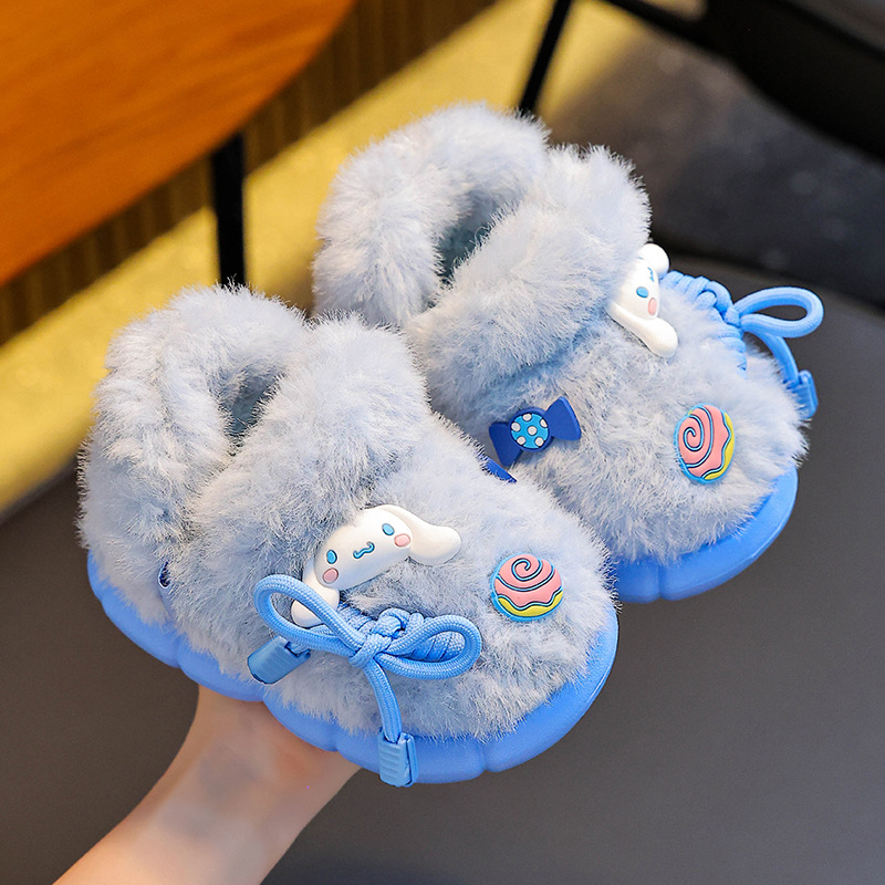 Sanliou zapatillas de algodón de invierno para niños, niñas, calentamiento y pelusa, bolsas de zapatos de algodón para niños y medianos, bolsas de bebés