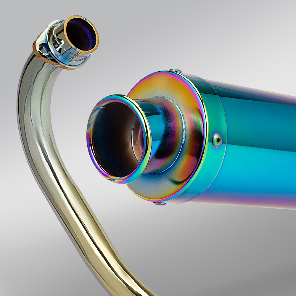Suitable for Cg125 Full-Length Exhaust Pipe Modification, Stainless Steel Split Front and Rear Colorful Exhaust Pipe Set