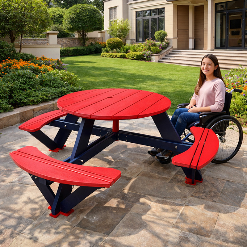 2366BX户外桌椅PE塑组合桌椅庭院露台阳台连体桌椅100%HDPE桌椅