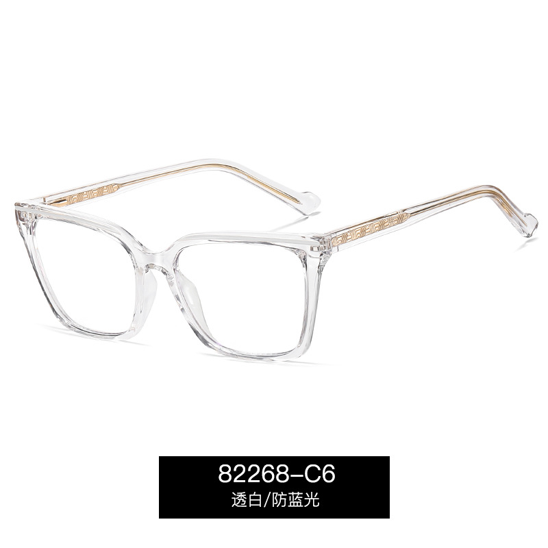 82268 nuevo modelo de comercio exterior TR90 gafas cuadradas anti-luz azul moda femenina CP propiónico pie espejo de computadora marco de miopía