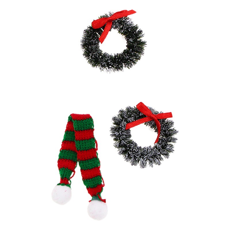 1:12 Dollhouse 4cm Accesorios de tiro Navidad pequeña guirnalda colgante simulación Navidad Círculo