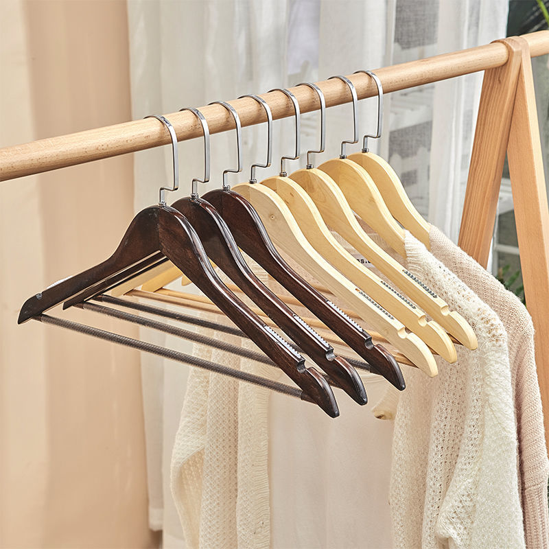 Percha de ropa de madera maciza tienda de ropa Hotel antideslizante percha de ropa de madera sin costura pantalones de madera rack pantalones clip al por mayor