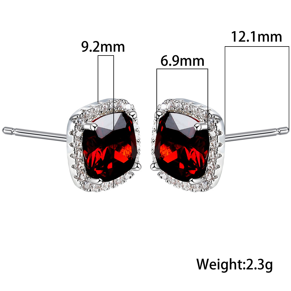 Fashion Geometric Copper Inlay Zircon Ear Studs 1 Pair