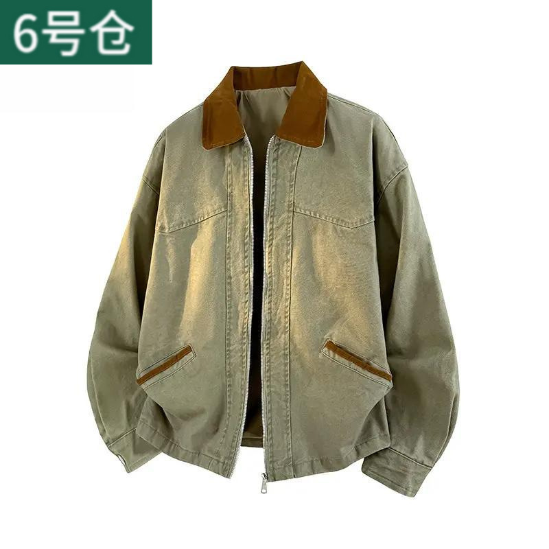 Outdoor Sports American Retro Lapel Jacket Men's Spring Workwear Jacket Army Green Casual Top Outdoor Sports American Retro Lapel Jacket Men's Spring Workwear Jacket Army Green Casual Top