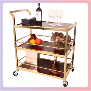 3Mle Dining Cart Trolley Hotel Restaurant Ktv Commercial Wine Delivery Three-Layer Stainless Steel 4S Shop Service Cart Small