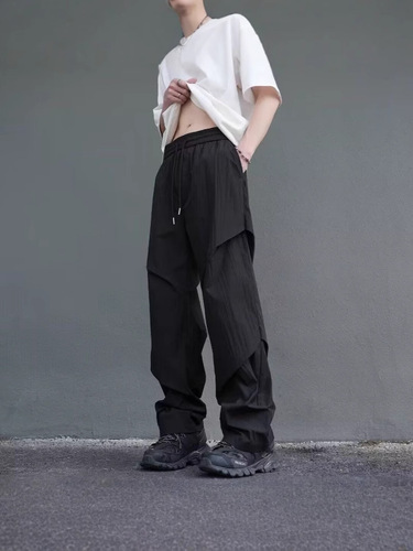 American-style pleated paratrooper quick-dry men's pants 2025 summer new mountain climbing outdoor workwear high street casual ice silk pants