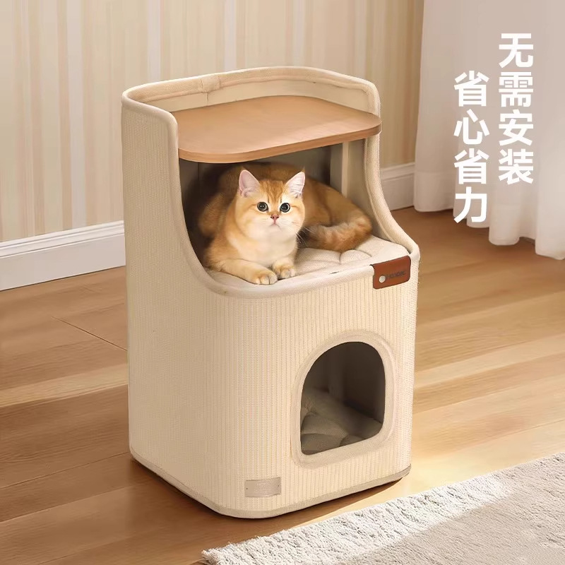 Nido de gatos de invierno grueso cerrado dormitorio gato casa de gatos cachorro cama de gatos sensación de seguridad gato agarración de invierno gato escalada marco