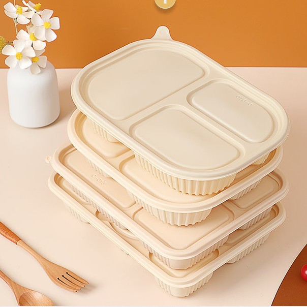 一次性玉米淀粉基餐盒5格餐盒外卖包装轻食饭盒分格可降解餐具