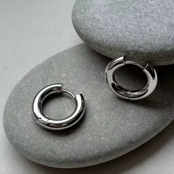 Cross-Border Hot-Selling Stainless Steel Ear Cuffs, Unisex Style, Thick Hoop Earrings, Versatile and Fashionable, Gold-Plated Earrings