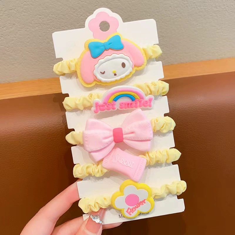 Набор аксессуаров для волос (Hello Kitty) — 10 штук милых японских мультяшных заколок, шпильки и резинки, розовый