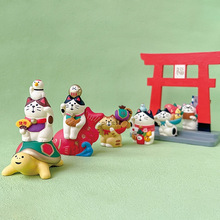 日式杂货zakka新年招福开运健康龟鹤鲤鱼招财猫树脂工艺装饰摆件