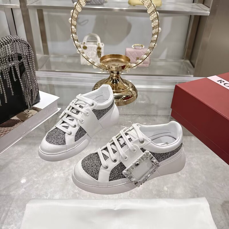 New Model Rv Rhinestone Square Buckle Thick-Soled Height-Increasing Lace-Up White Sneakers, Genuine Leather Versatile Comfortable Sports Casual Shoes for Women New Model Rv Rhinestone Square Buckle Thick-Soled Height-Increasing Lace-Up White Sneakers, Genuine Leather Versatile Comfortable Sports Casual Shoes for Women