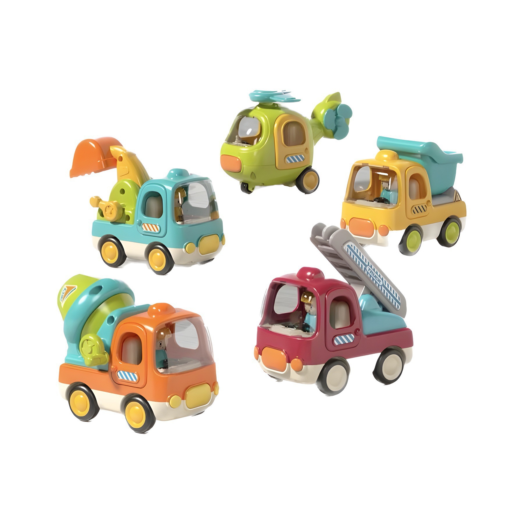 Y代发谷雨音乐工程车儿童小汽车男孩1-3岁惯性回力车益智早教玩具