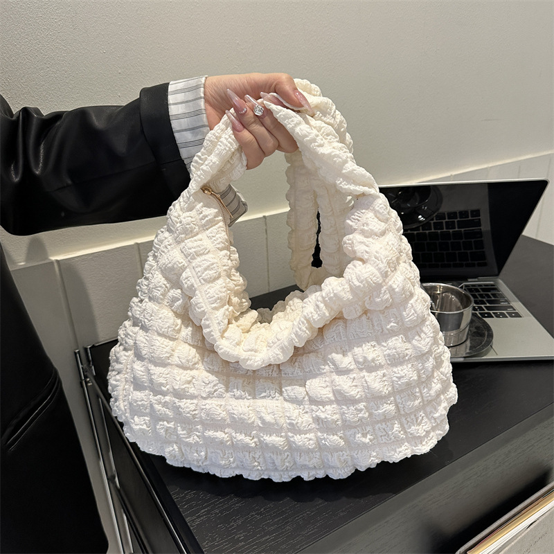 Coreano ins pliegue nubes bolsa de tote marea de gran capacidad suave mochila para chicas bolsas de soplado simple de color sólido