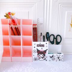 New Cartoon Demon Slayer Multi-Grid Desktop Pen Holder Skin Care Product Storage Box Student School Supplies Storage Pen Holder