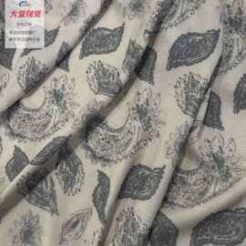 复古气质阔腿裤垂感休闲裤印花布料垂坠感不透腰果花印花棉麻面料