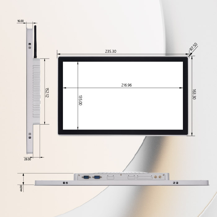 Condensador integrado máquina integrada industrial de la resistencia del ordenador del tacto del control industrial de aluminio completamente incluido montado en la pared del tacto de 21,5 pulgadas