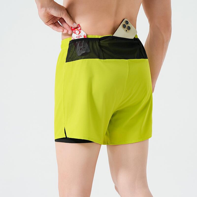 Men's Summer Quick-Dry Moisture-Wicking Professional Marathon Running Shorts, Anti-Exposure Double-Layer Fitness Training Shorts