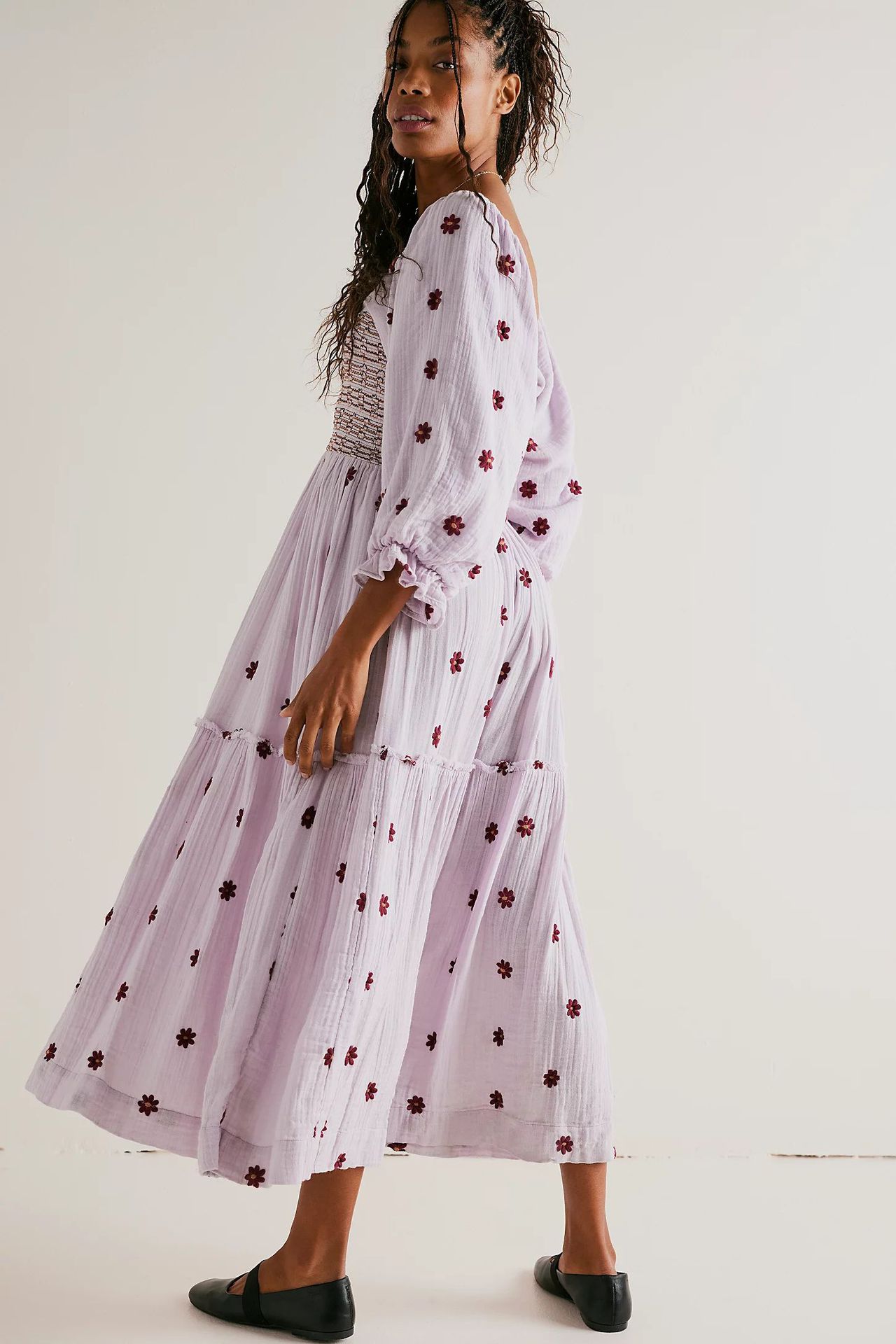 Women's Princess Dress Vintage Style Square Neck Backless 3/4 Length Sleeve Flower Maxi Long Dress Daily display picture 20