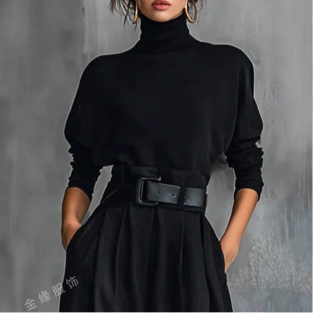 2025 Spring and Autumn New Minimalist Style Solid Color Long Sleeve Back Seam Cotton Base Shirt with Long Pants 2-Piece Set