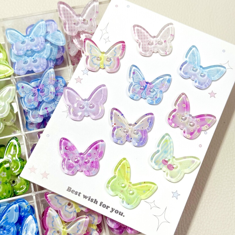 Cute Jelly-Like Butterfly Buttons for DIY Sewing, Handmade Hair Clips, Hair Ties, Clothing Accessories, Colorful Buttons Cute Jelly-Like Butterfly Buttons for DIY Sewing, Handmade Hair Clips, Hair Ties, Clothing Accessories, Colorful Buttons