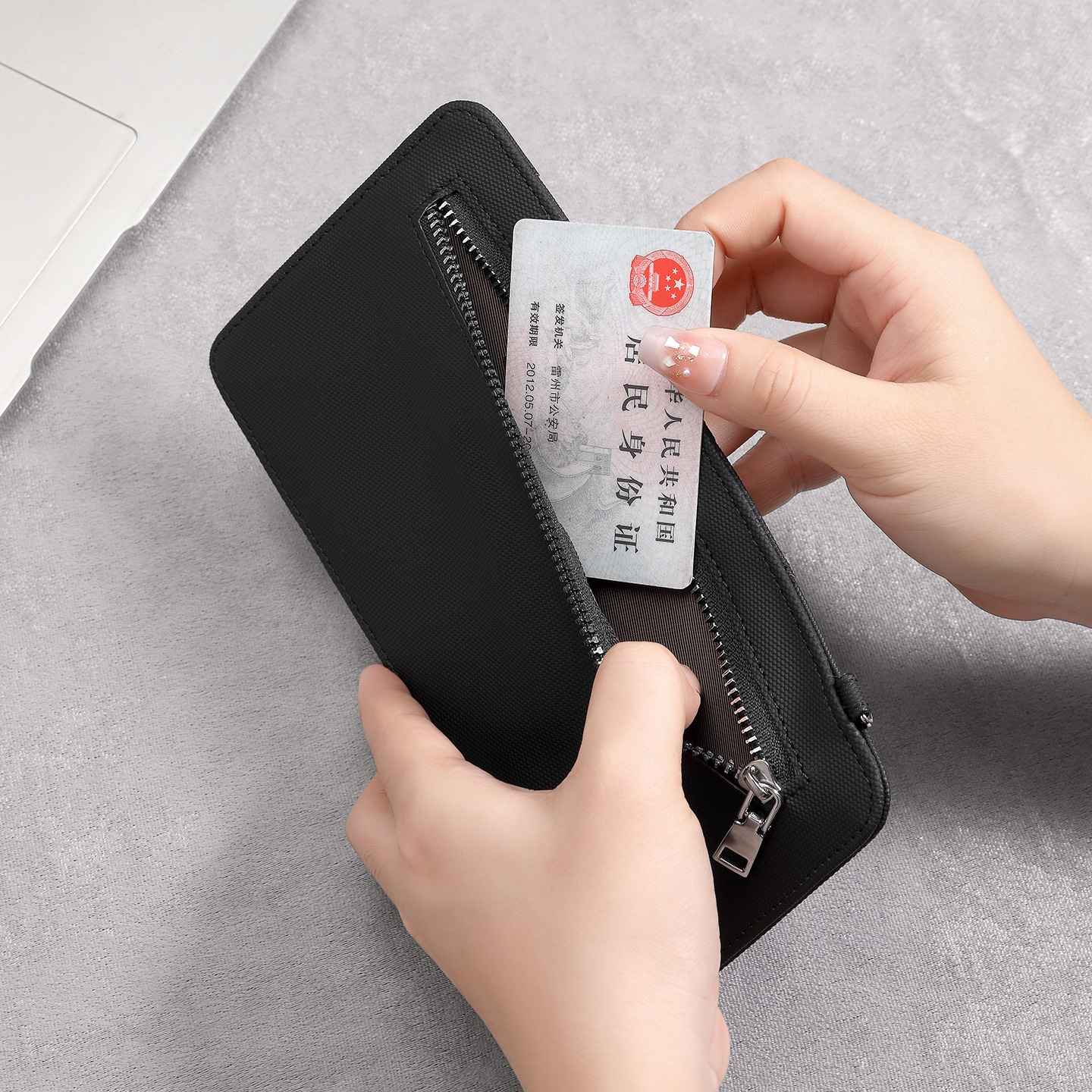 Transfronterizo nuevo RFID largo pasaporte bolsas de pasaporte multifuncional zipper bolsas de pasaporte comercio exterior