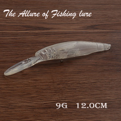 G17【Blank Body Minnow】Large Tongue Plate Plastic Lure 12CM/9.0G Transparent Hard Fake Bait Fishing Gear