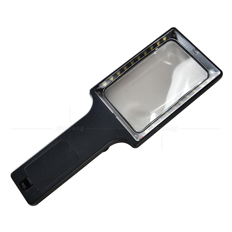 20LED灯手持式可调灯光亮度父母老人阅读看报地图方形8倍放大镜